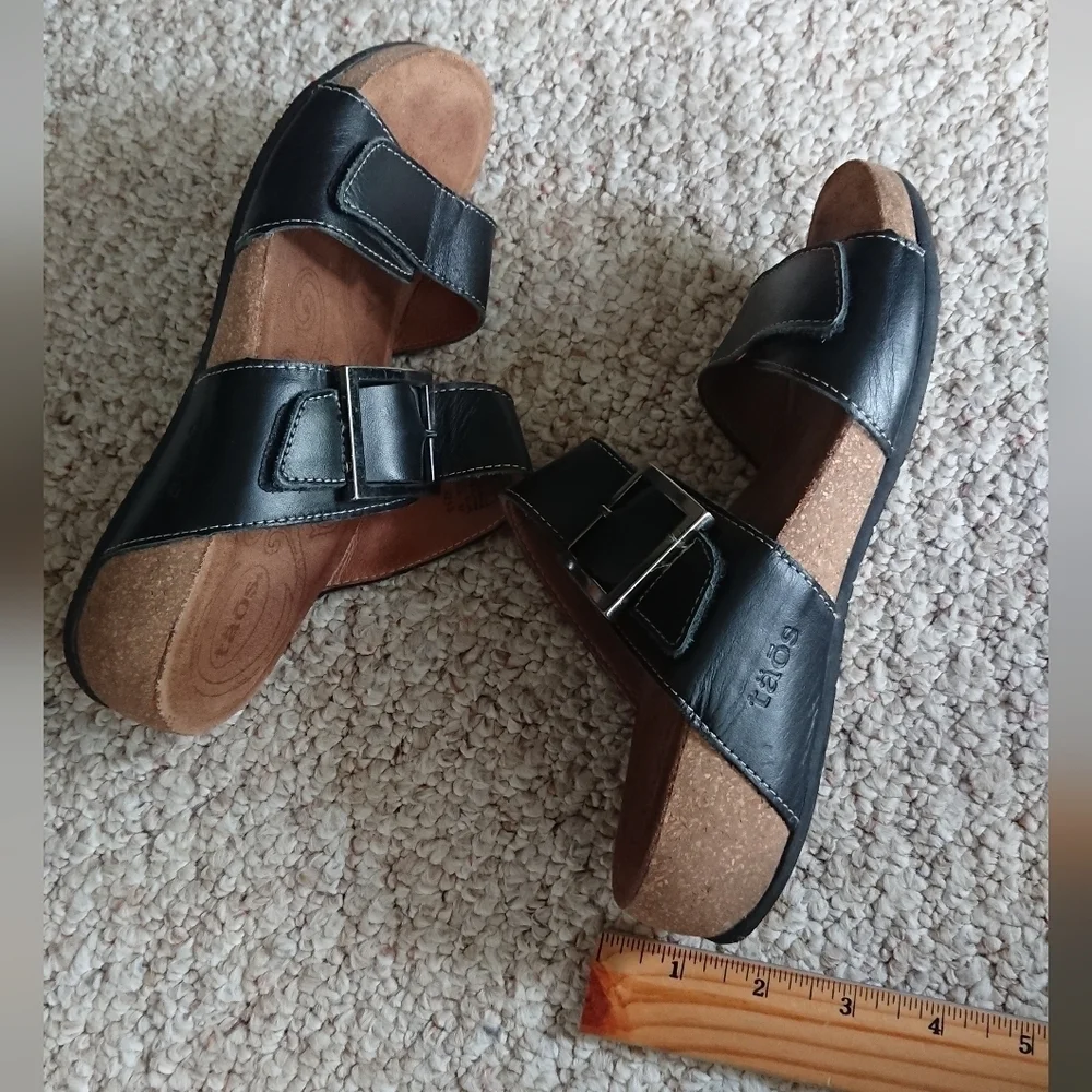 Taos My Dear Black Slide Sandals with Buckle size 6.5